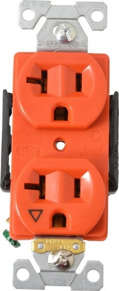 Straight Blade Duplex Receptacle: NEMA 5-20R, 20 Amps, Isolated Ground