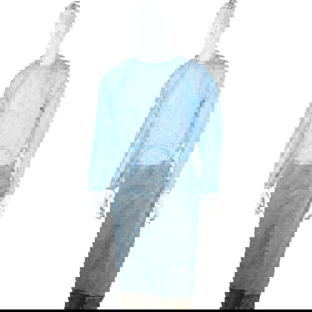 Rain & Chemical Resistant Isolation Gown: Universal, Blue, Polypropylene