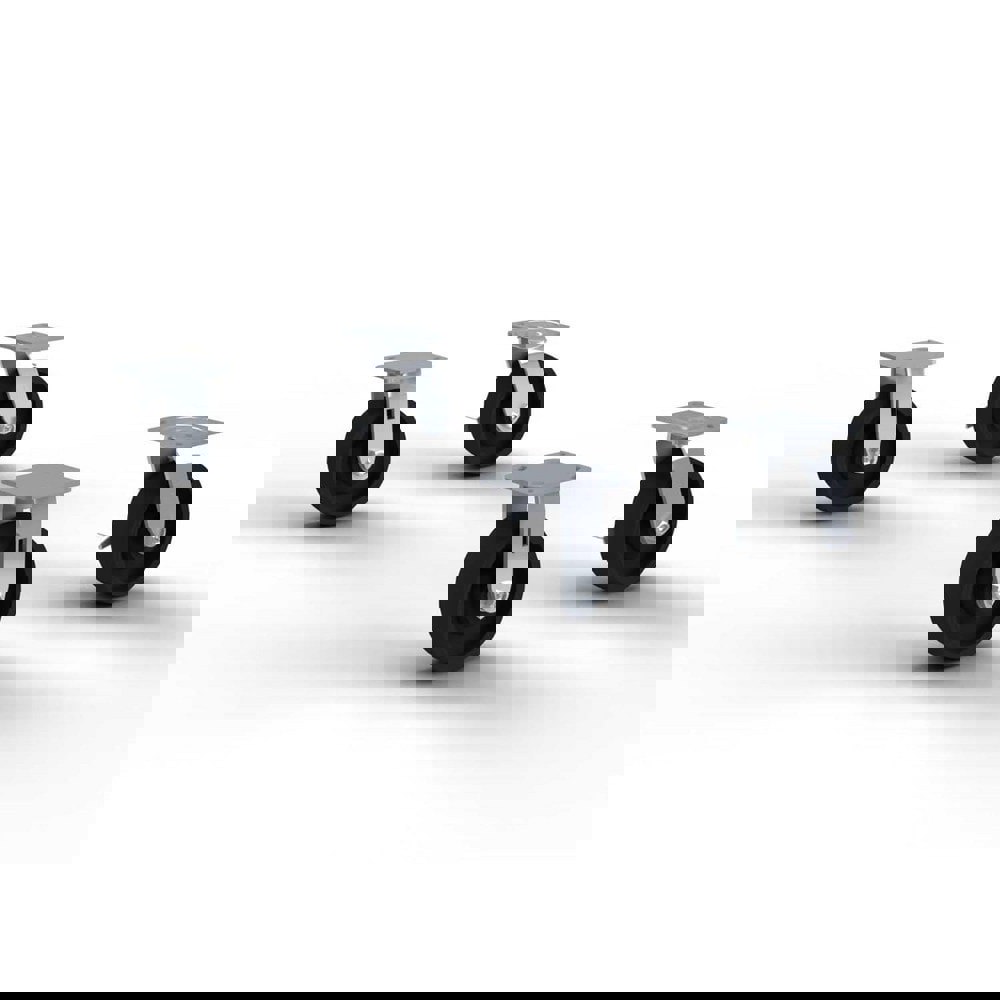 Caster Wheels; Wheel Diameter (Inch): 4 ; Mount Type: Plate ; Wheel Width (Inch): 1-1/4 ; Style: Swivel ; Wheel Material: Polyurethane ; Wheel Color: Black