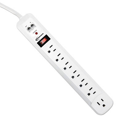 7 Outlets, 120 Volts, 15 Amps, 6' Cord, Surge Power Outlet Strip