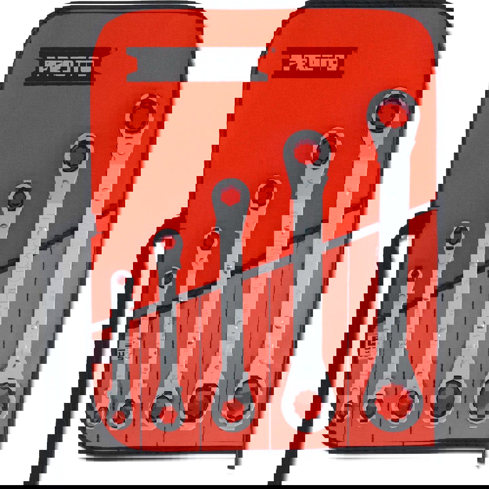 Ratcheting Box Wrench Set: 5 Pc, Inch