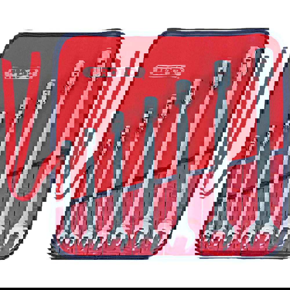 Flex Head Combination Wrench Set: 7 Pc, Inch