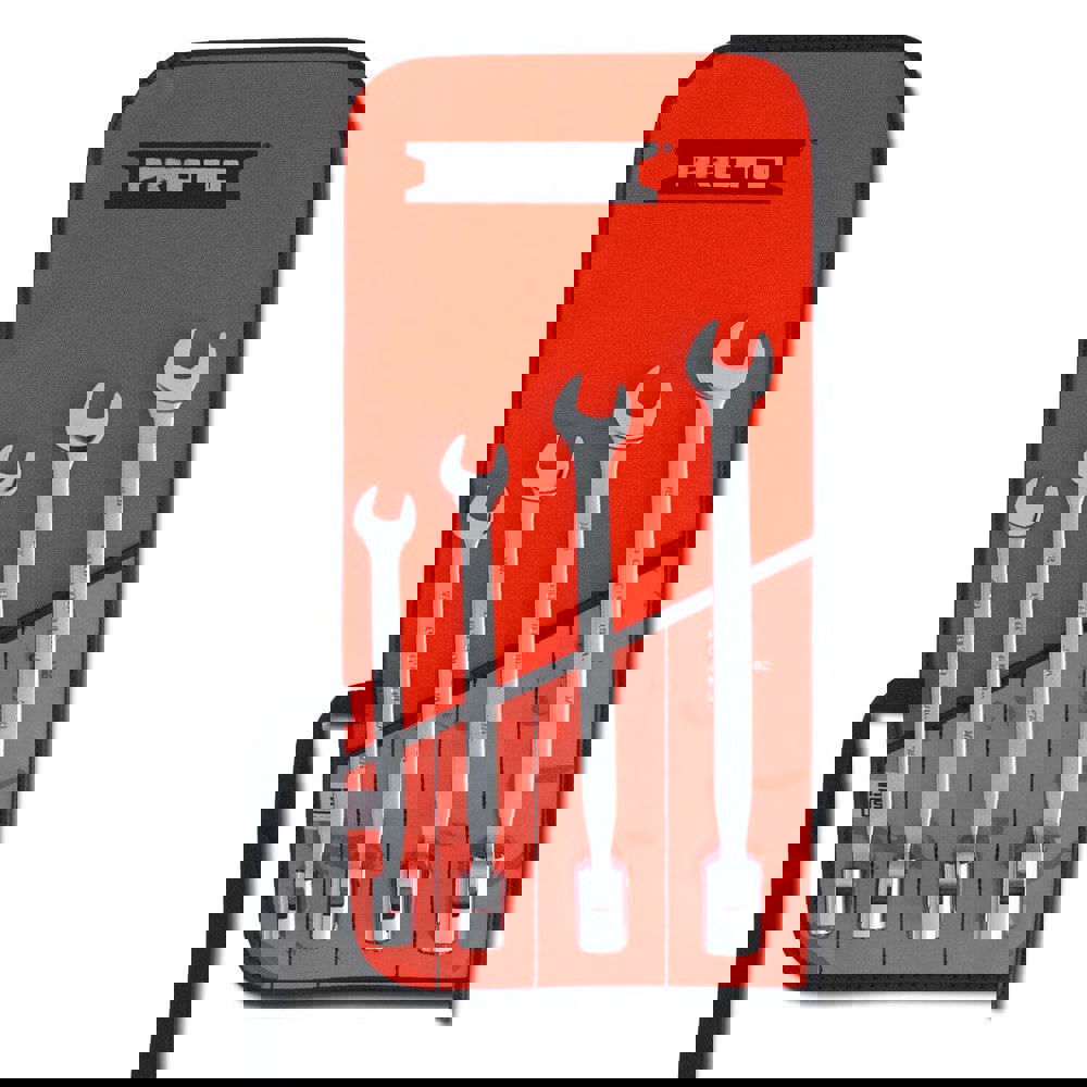 Flex Head Combination Wrench Set: 4 Pc, Inch