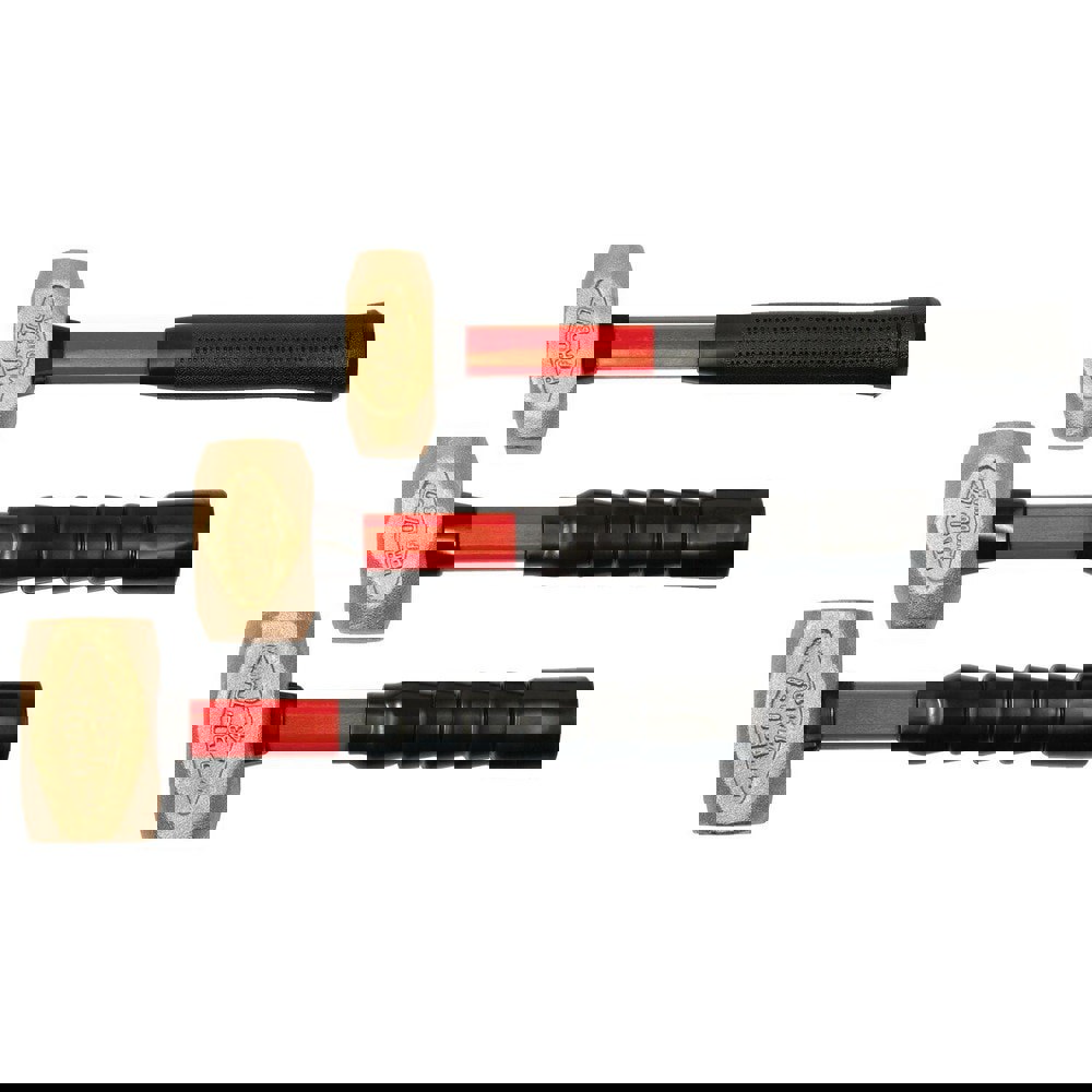Hammer & Mallet Sets; Type: Hammer; Set Type: Hammer; Number of Pieces: 3.000; Head Weight (Oz): 0; Head Weight (Lb): 3; 4; 1.5; Overall Length: 14.00; Face Diameter: 1.5 in; 2 in; 1.75 in; Handle Length: 12 in; Includes: 1.5 lb Brass Hammer; 2.6 lb Brass