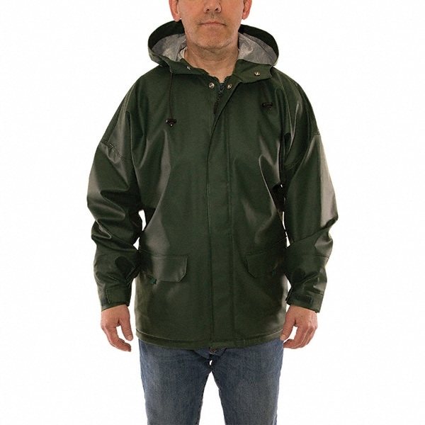 Rain Jacket: Size 2XL, Green, Polyester