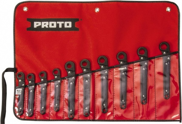 Ratcheting Flare Nut Wrench Set: 10 Pc, Metric