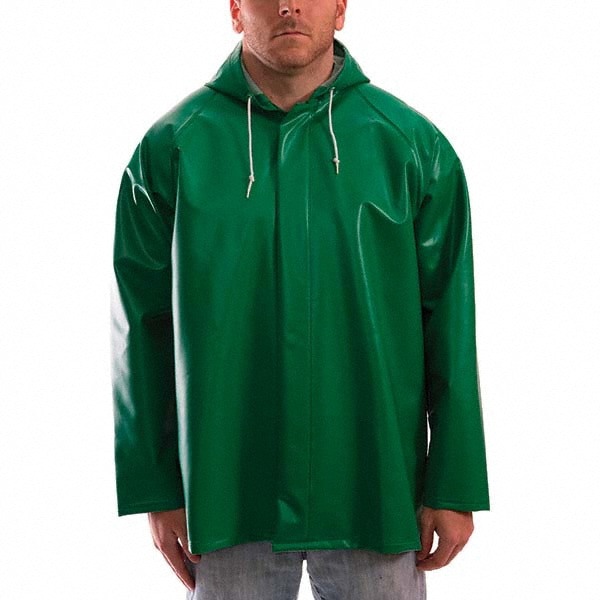 Rain Jacket: Size 2XL, ASTM D6413, Green, Polyester