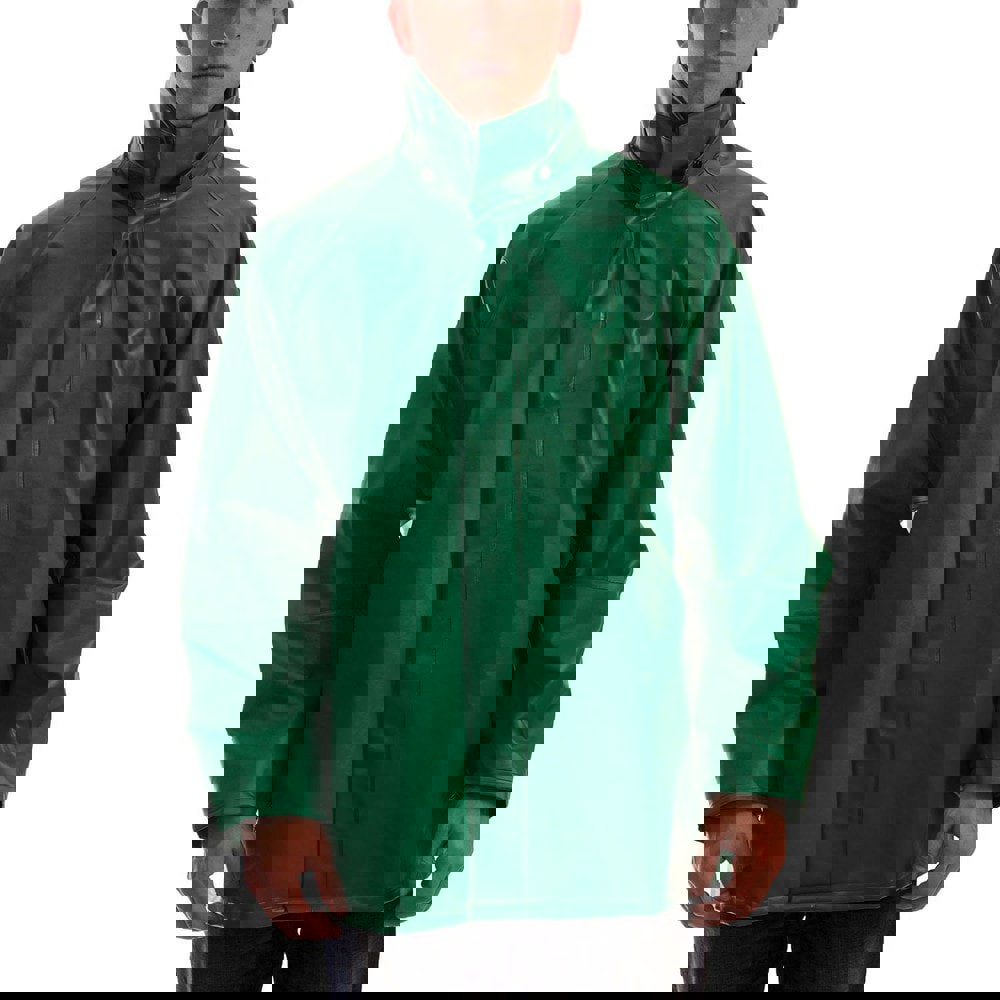 Hooded & Rain Jacket: Size 3X-Large, PVC on Polyester, Snaps Closure