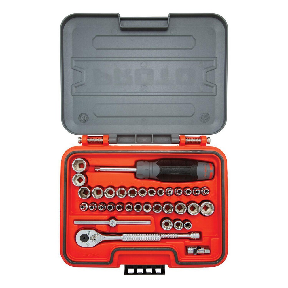 Combination Hand Tool Sets; Set Type: Socket Set ; Number Of Pieces: 36 ; Measurement Type: Inch & Metric ; Container Type: Blow Molded Case ; Container Material: Plastic ; Insulated: No