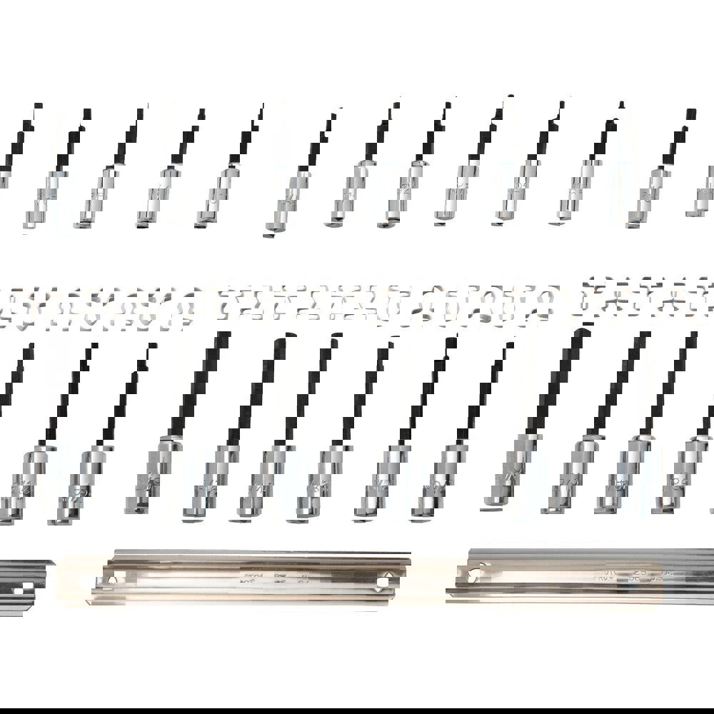 Hex & Torx Bit Socket Sets; Set Type: Hex Bit ; Drive Size: 1/4, 3/8 ; Finish: Chrome ; Number Of Pieces: 7 ; Material: Steel ; Overall Length (Inch): 1-7/8; 2-23/32
