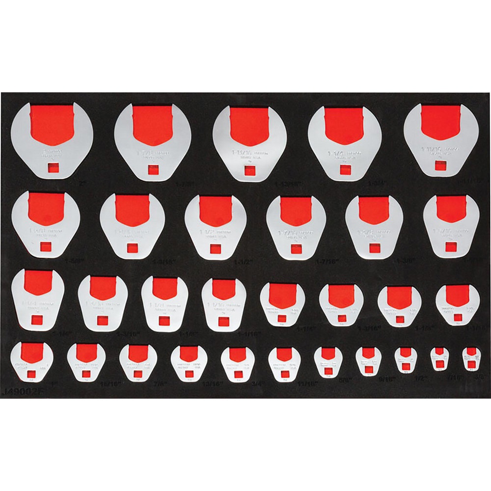 Crowfoot Wrench Sets; Set Type: Open End Crowfoot Wrench Set ; Container Type: Rack ; Drive Size: 1/2; 3/8 ; Opening Shape: Rounded ; Wrench Size: 1-1/4 in ; Head Size: 2.156