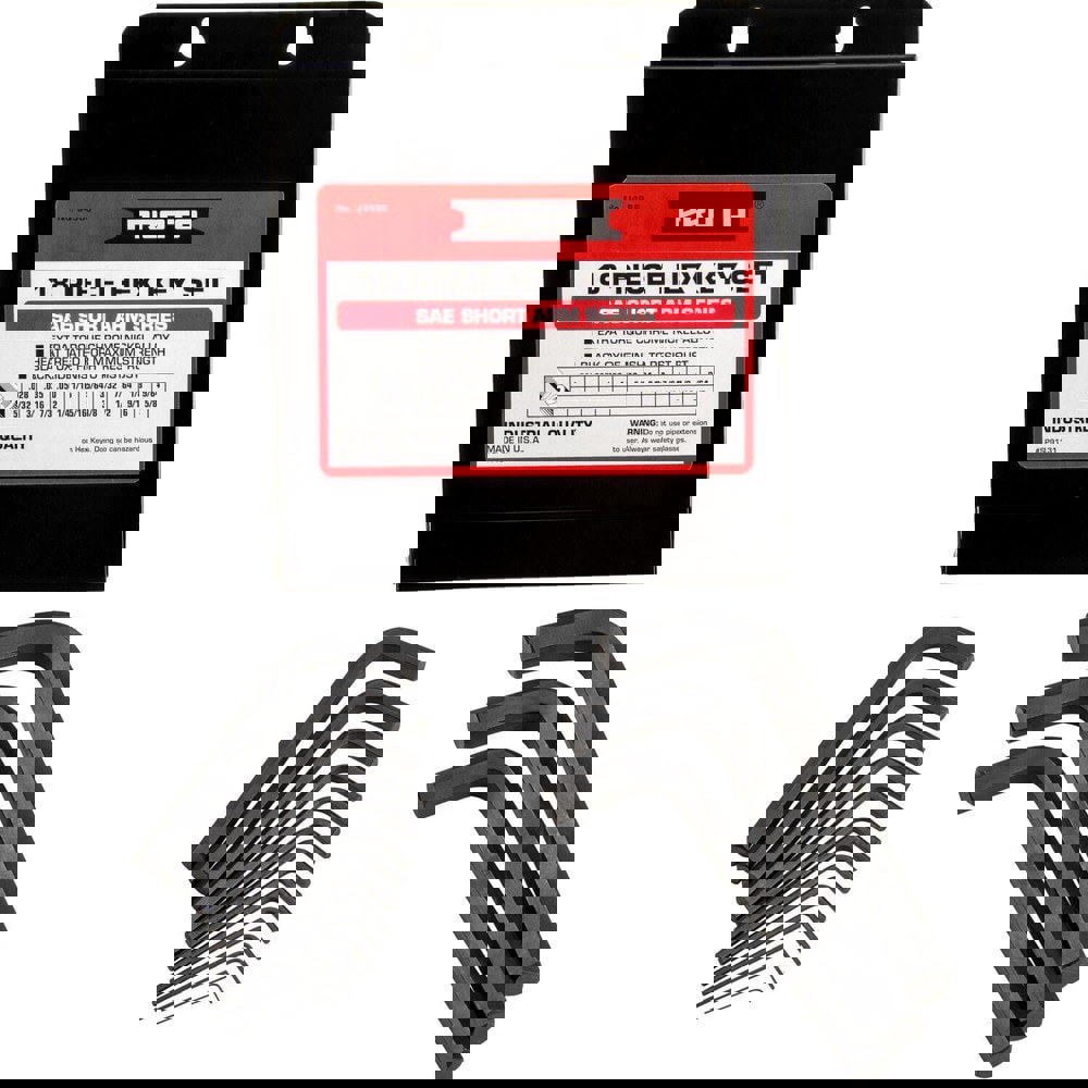 Hex Key Sets; Ball End: No ; Handle Type: L-Handle ; Hex Size: 1/16 in; 1/2 in; 1/32 in; 1/4 in; 1/64 in; 1/8 in; 3/16 in; 3/32 in; 3/64 in; 3/8 in; 5/16 in; 5/32 in; 5/64 in; 5/8 in; 7/32 in; 7/64 in; 9/16 in; 9/64 in ; Material: Alloy Steel