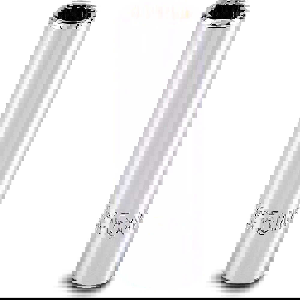 Deep Hand Socket: 15 mm Socket, 12-Point