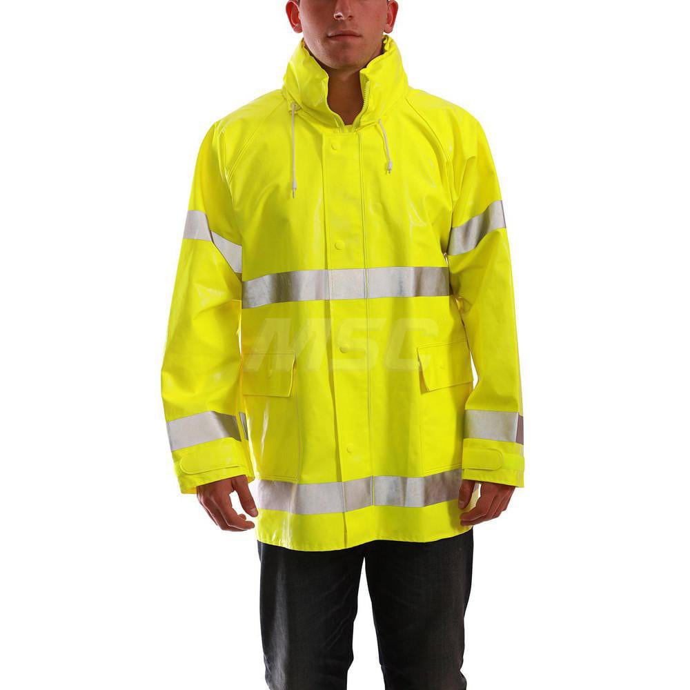 Jacket: Size Large, PVC & Polyester, Zipper & Snaps Closure