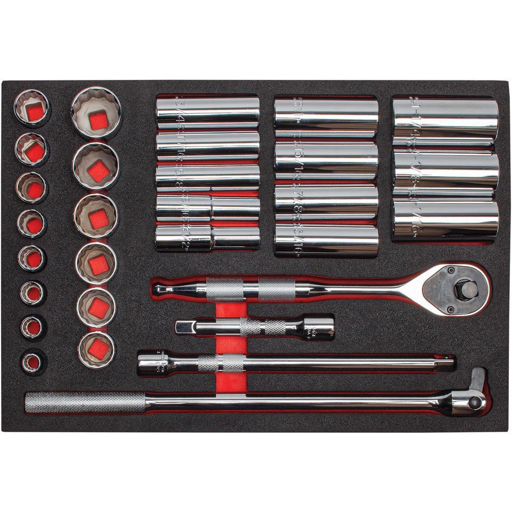 Socket Sets; Set Type: Socket Set ; Drive Size: 1/2 ; Tool Type: Socket Set ; Material: Steel ; Number Of Pieces: 30 ; Number Of Points: 12