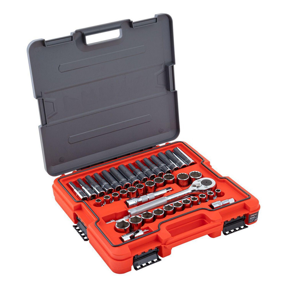 Combination Hand Tool Sets; Set Type: Socket Set ; Number Of Pieces: 41 ; Measurement Type: Inch & Metric ; Container Type: Blow Molded Case ; Container Material: Plastic ; Insulated: No