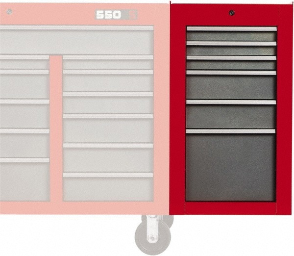 Side Cabinet: 6 Drawer, Red & Gray, Steel