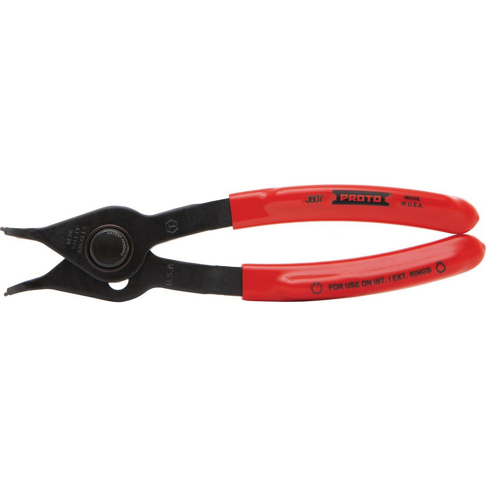 Retaining Ring Pliers; Tool Type: Internal Ring Pliers ; Type: Retaining Ring Pliers ; Tip Angle: 45.00 ; Tip Diameter (Decimal Inch): 0.07 ; Ring Diameter Range (Inch): 0.39 to 0.98 (External) ; Overall Length (Decimal Inch): 7.3750