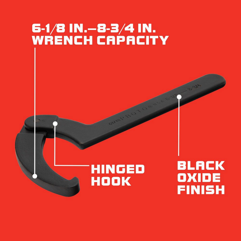 Spanner Wrenches & Sets; Wrench Type: Adjustable Hook Spanner Wrench ; Maximum Jaw Capacity: 6.125in ; Maximum Capacity (Inch): 6-1/8 ; Overall Length (Inch): 11-1/2 ; Hook Thickness: 0.46875in ; Hook Thickness (Inch): 15/32