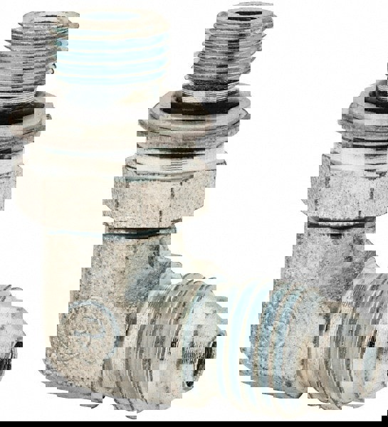 Industrial Pipe 90 &deg; Elbow Adapter: 7/16-20 x M10 x 1 Male Thread, MJIC x Male Metric