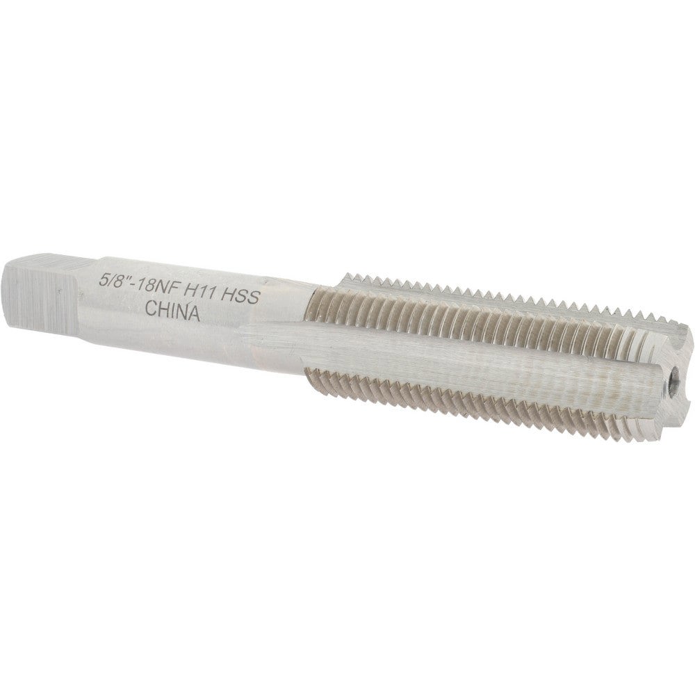 Straight Flute Tap: 5/8-18 UNF, 4 Flutes, Plug, High Speed Steel, Bright/Uncoated