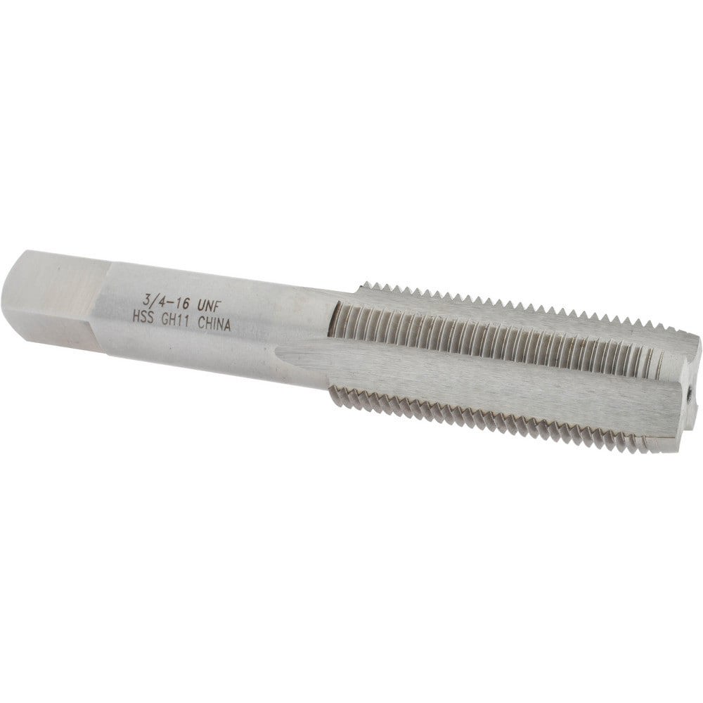 Straight Flute Tap: 3/4-16 UNF, 4 Flutes, Plug, High Speed Steel, Bright/Uncoated