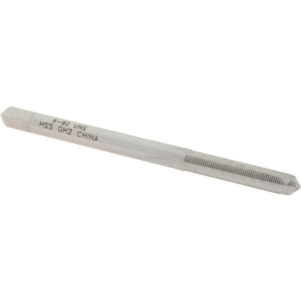 Straight Flute Tap: #6-80 UNS, 3 Flutes, Plug, 3B Class of Fit, High Speed Steel, Bright/Uncoated