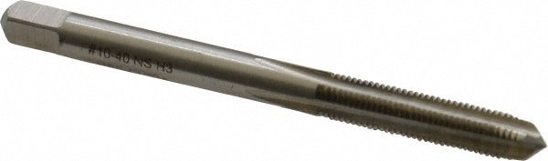 Straight Flute Tap: #10-40 UNS, 4 Flute, Plug Chamfer, 3B Class of Fit, HSS, Bright/Uncoated Finish