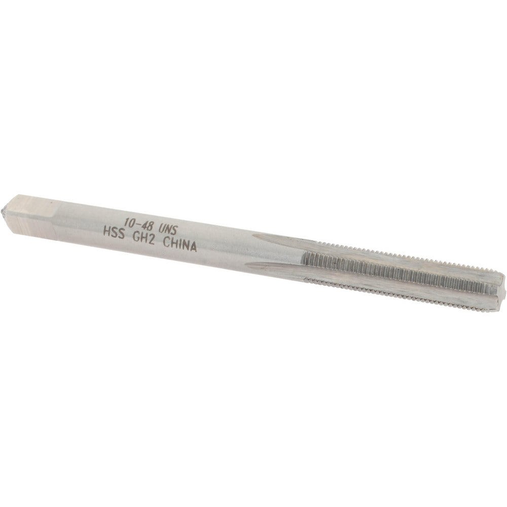 Straight Flute Tap: #10-48 UNS, 4 Flutes, Bottoming, 3B Class of Fit, High Speed Steel, Bright/Uncoated