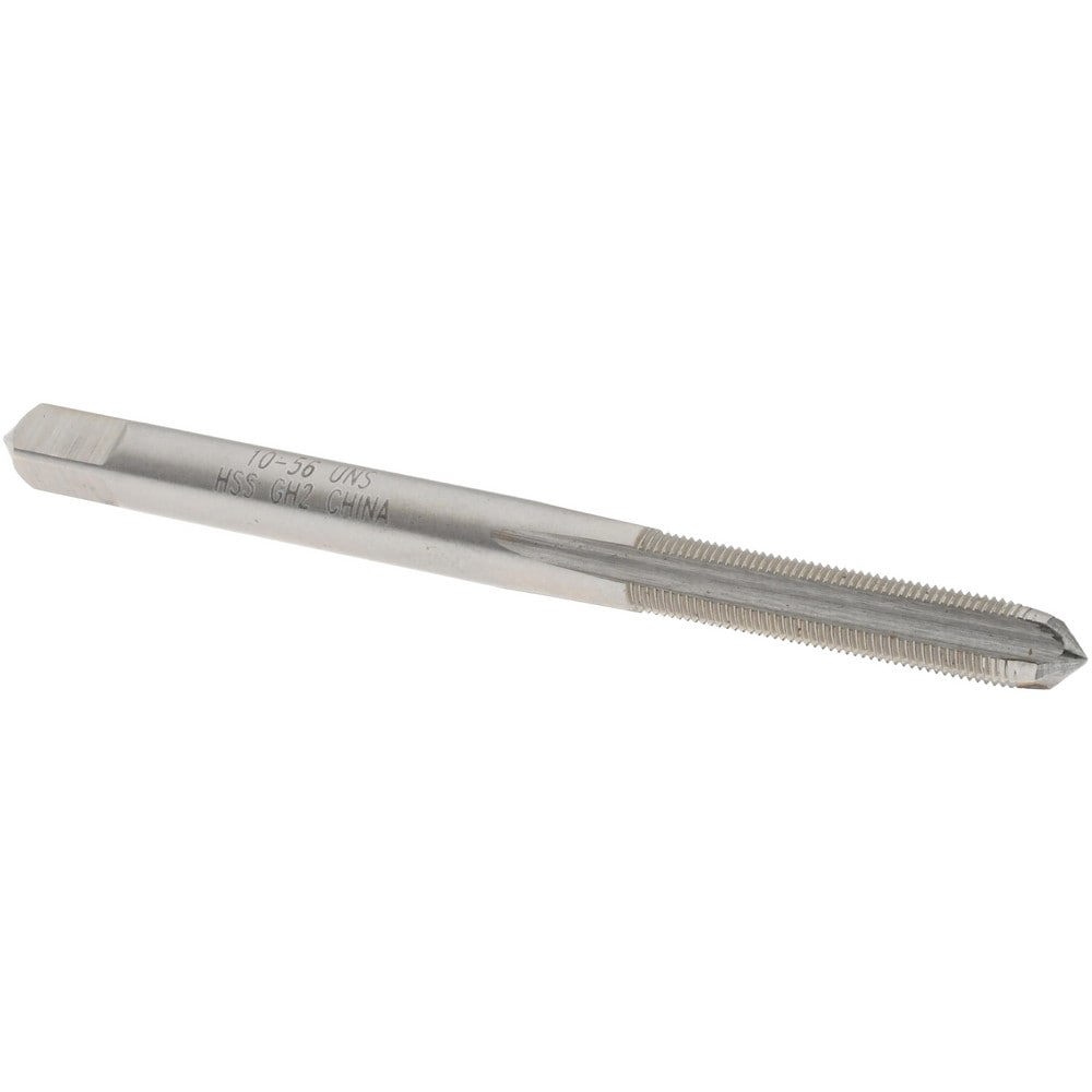 Straight Flute Tap: #10-56 UNS, 4 Flutes, Plug, 3B Class of Fit, High Speed Steel, Bright/Uncoated