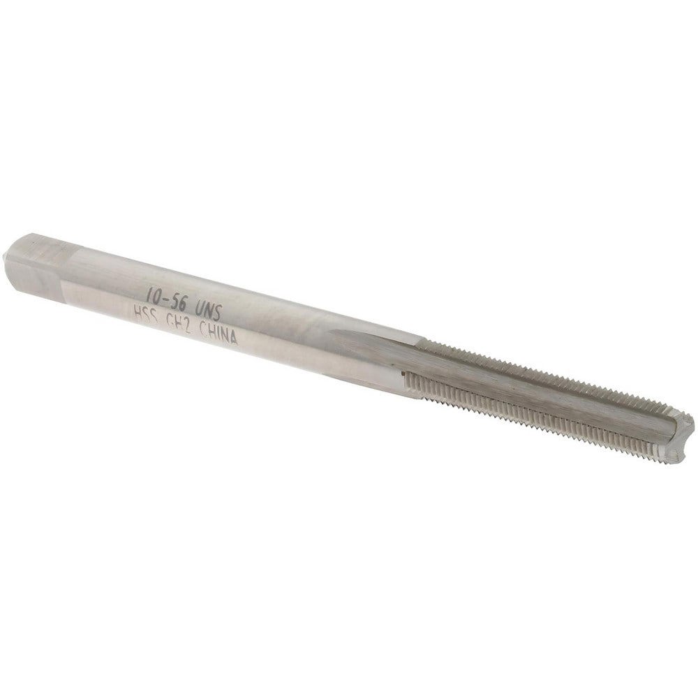 Straight Flute Tap: #10-56 UNS, 4 Flutes, Bottoming, 3B Class of Fit, High Speed Steel, Bright/Uncoated