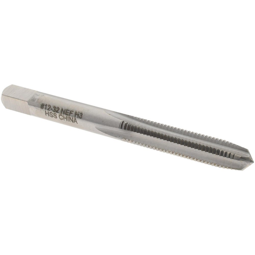 Straight Flute Tap: #12-32 UNEF, 4 Flutes, Plug, 3B Class of Fit, High Speed Steel, Bright/Uncoated
