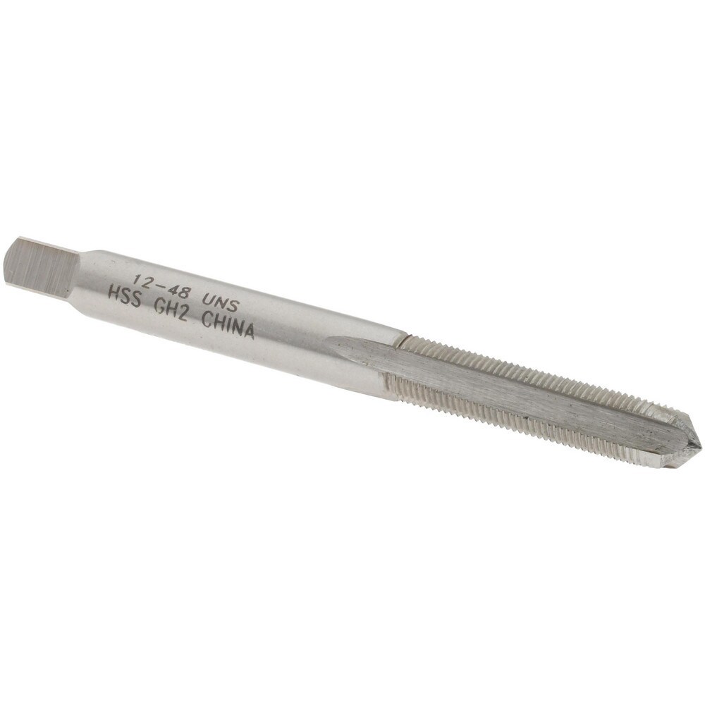 Straight Flute Tap: #12-48 UNS, 4 Flutes, Plug, 3B Class of Fit, High Speed Steel, Bright/Uncoated