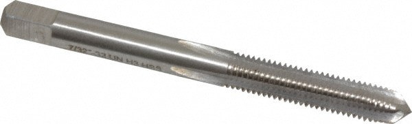 Straight Flute Tap: 7/32-32 UNS, 4 Flute, Plug Chamfer, 3B Class of Fit, HSS, Bright/Uncoated Finish