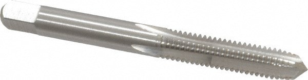 Straight Flute Tap: 1/4-24 UNS, 4 Flute, Plug Chamfer, High-Speed Steel, Bright/Uncoated Finish