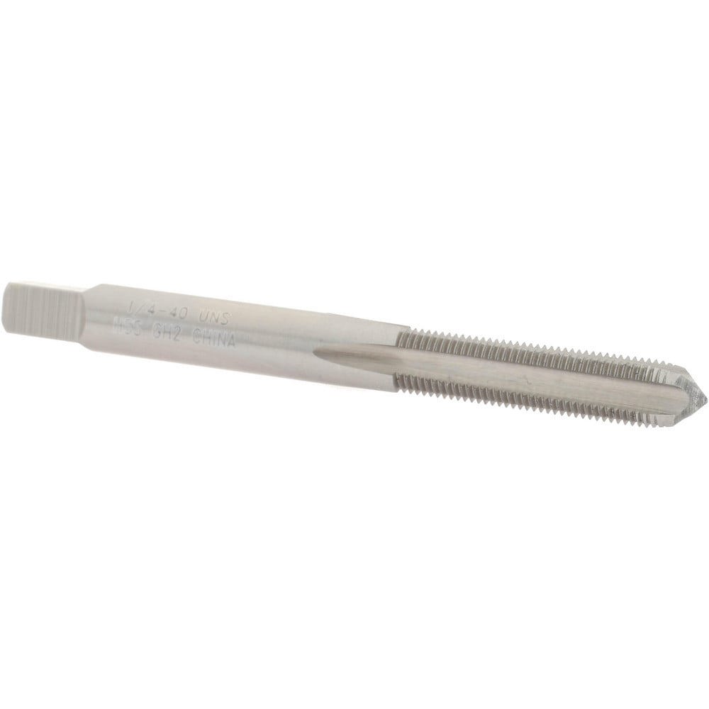 Straight Flute Tap: 1/4-40 UNS, 4 Flutes, Plug, High Speed Steel, Bright/Uncoated