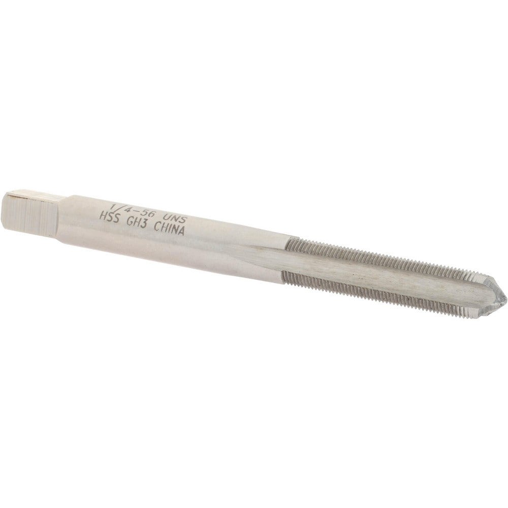 Straight Flute Tap: 1/4-56 UNS, 4 Flutes, Plug, 3B Class of Fit, High Speed Steel, Bright/Uncoated