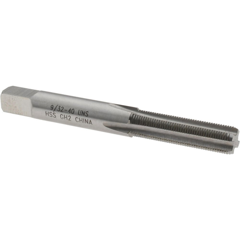 Straight Flute Tap: 9/32-40 UNS, 4 Flutes, Bottoming, 3B Class of Fit, High Speed Steel, Bright/Uncoated