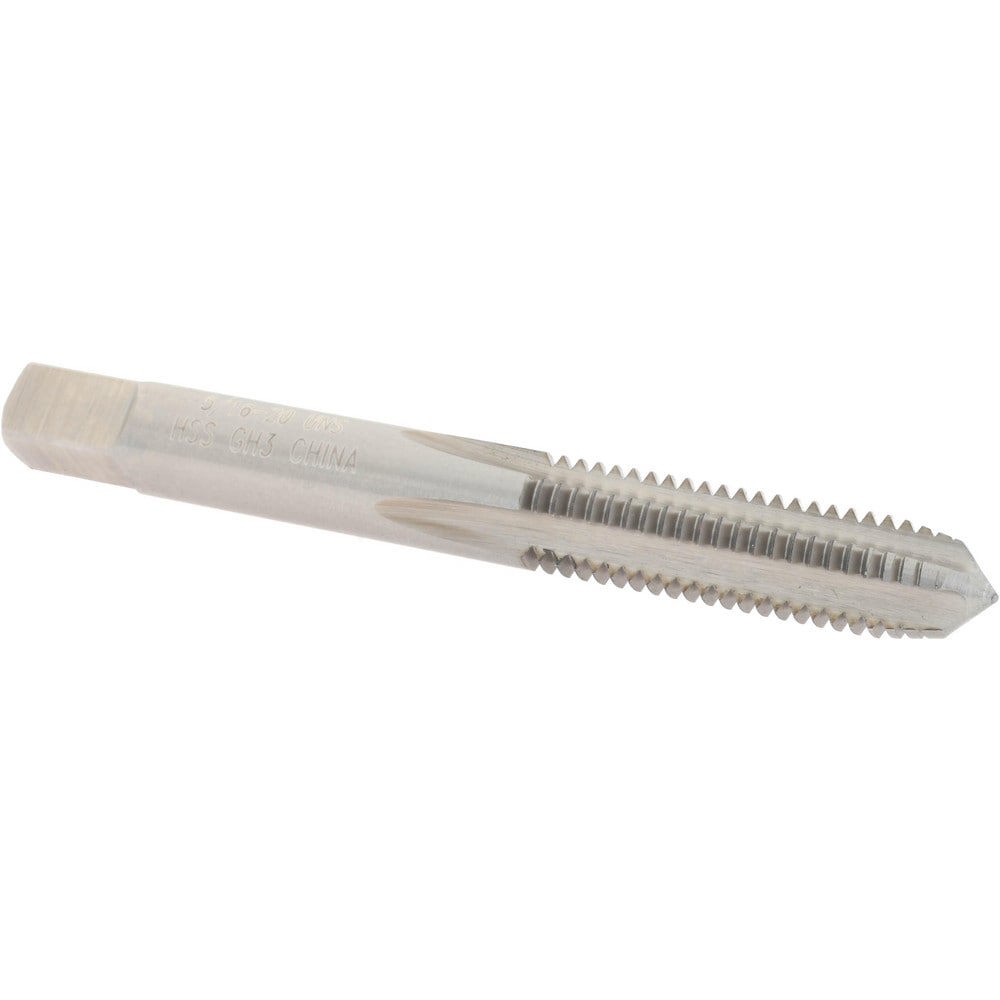 Straight Flute Tap: 5/16-20 UNS, 4 Flutes, Plug, 3B Class of Fit, High Speed Steel, Bright/Uncoated