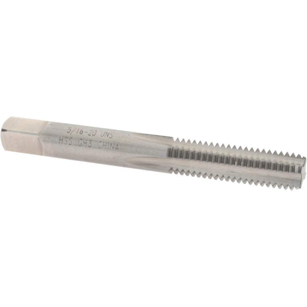 Straight Flute Tap: 5/16-20 UNS, 4 Flutes, Bottoming, 3B Class of Fit, High Speed Steel, Bright/Uncoated