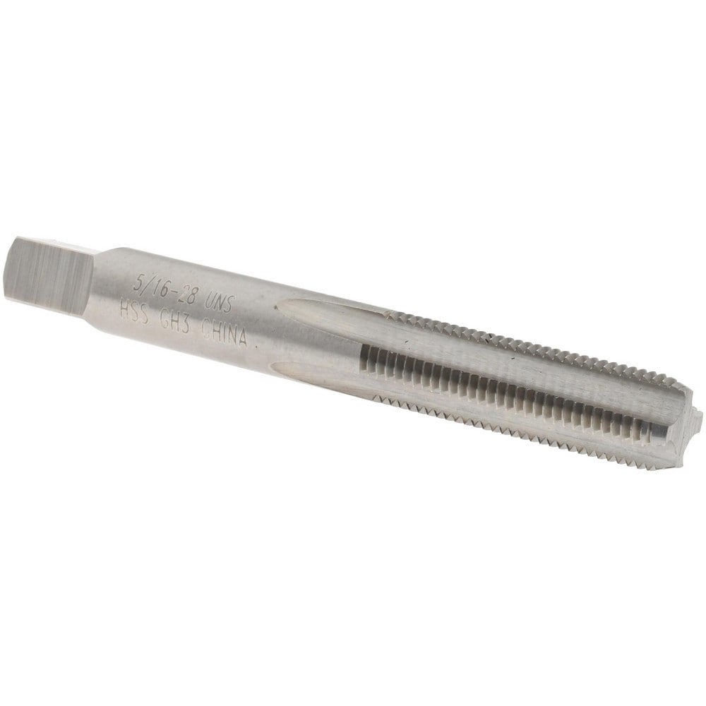 Straight Flute Tap: 5/16-28 UNS, 4 Flutes, Bottoming, 3B Class of Fit, High Speed Steel, Bright/Uncoated