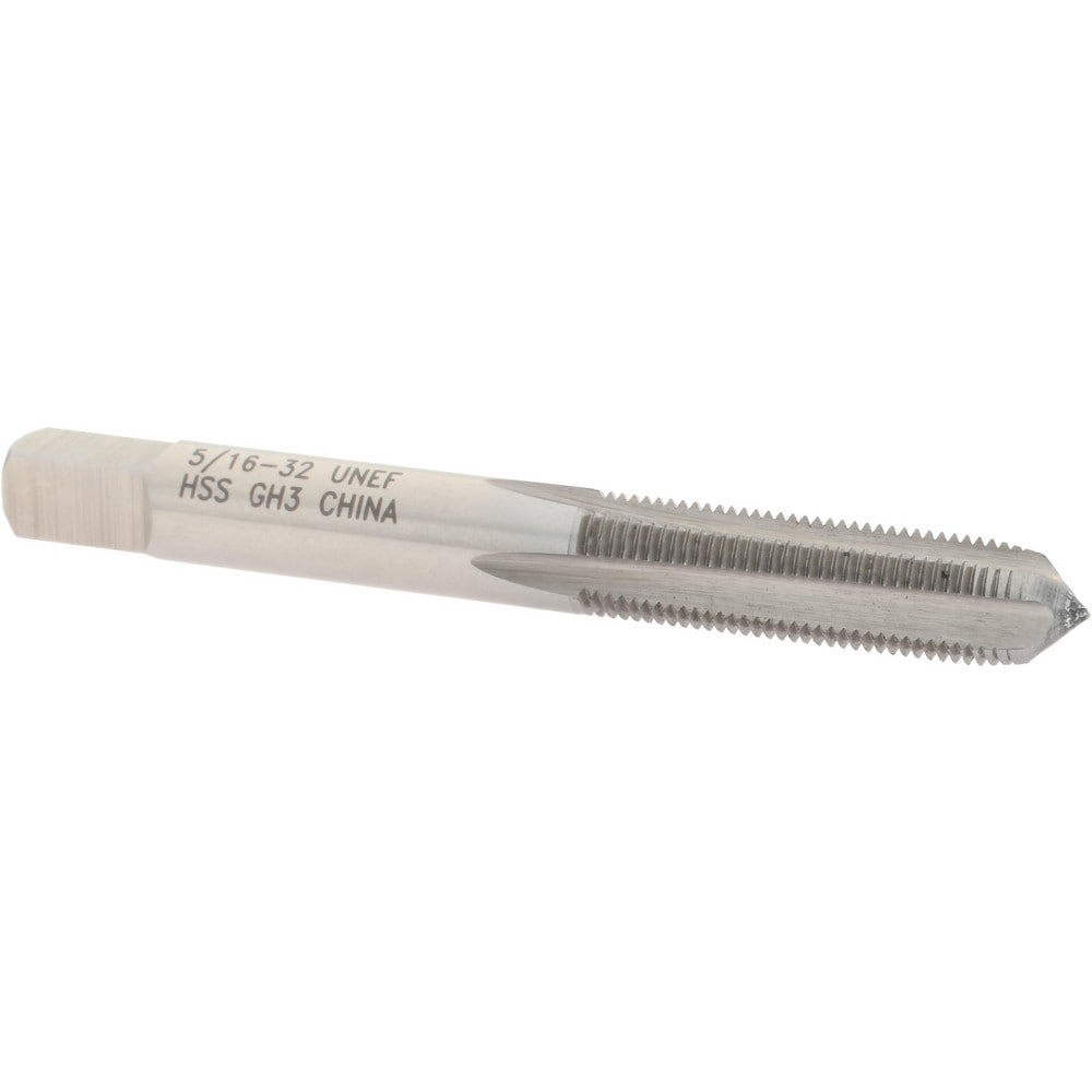 Straight Flute Tap: 5/16-32 UNEF, 4 Flutes, Plug, High Speed Steel, Bright/Uncoated