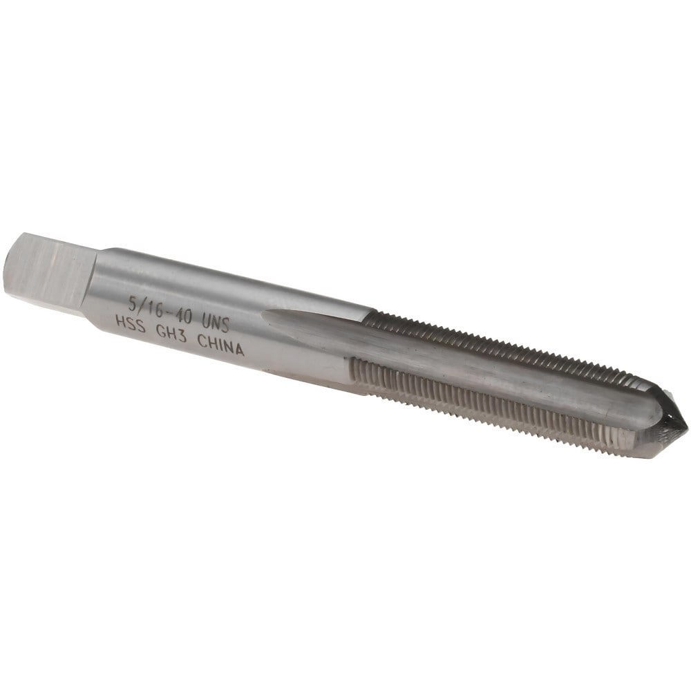 Straight Flute Tap: 5/16-40 UNS, 4 Flutes, Plug, 3B Class of Fit, High Speed Steel, Bright/Uncoated