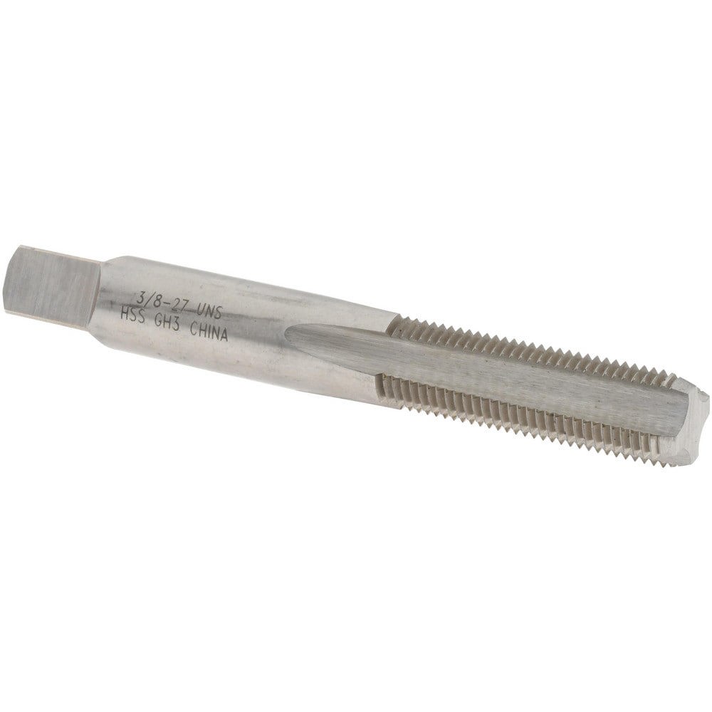 Straight Flute Tap: 3/8-27 UNS, 4 Flutes, Bottoming, 3B Class of Fit, High Speed Steel, Bright/Uncoated