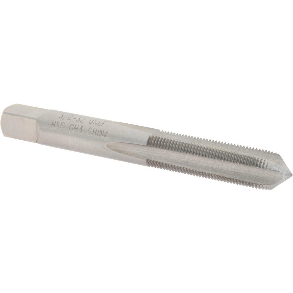 Straight Flute Tap: 3/8-32 UNEF, 4 Flutes, Plug, High Speed Steel, Bright/Uncoated