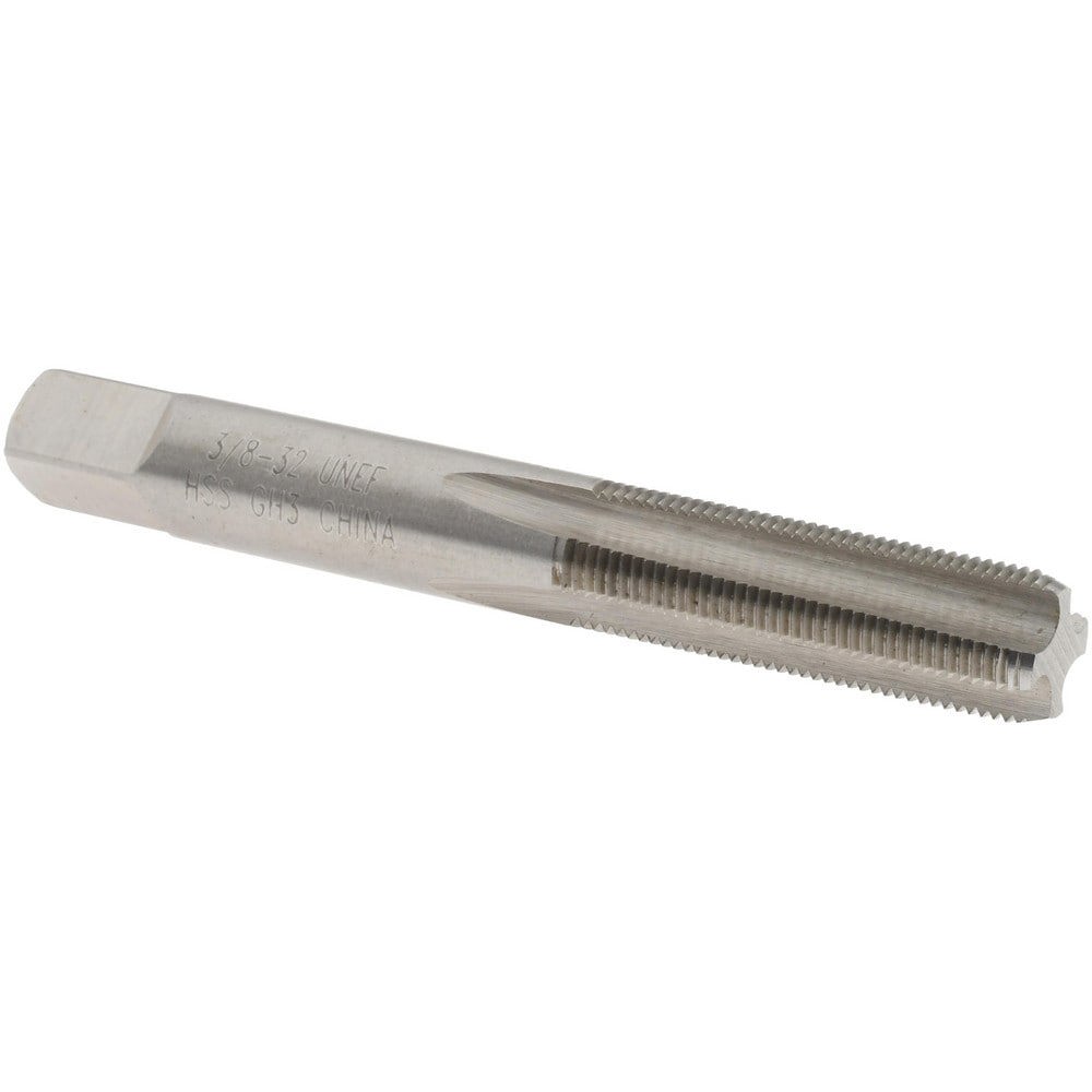 Straight Flute Tap: 3/8-32 UNEF, 4 Flutes, Bottoming, High Speed Steel, Bright/Uncoated