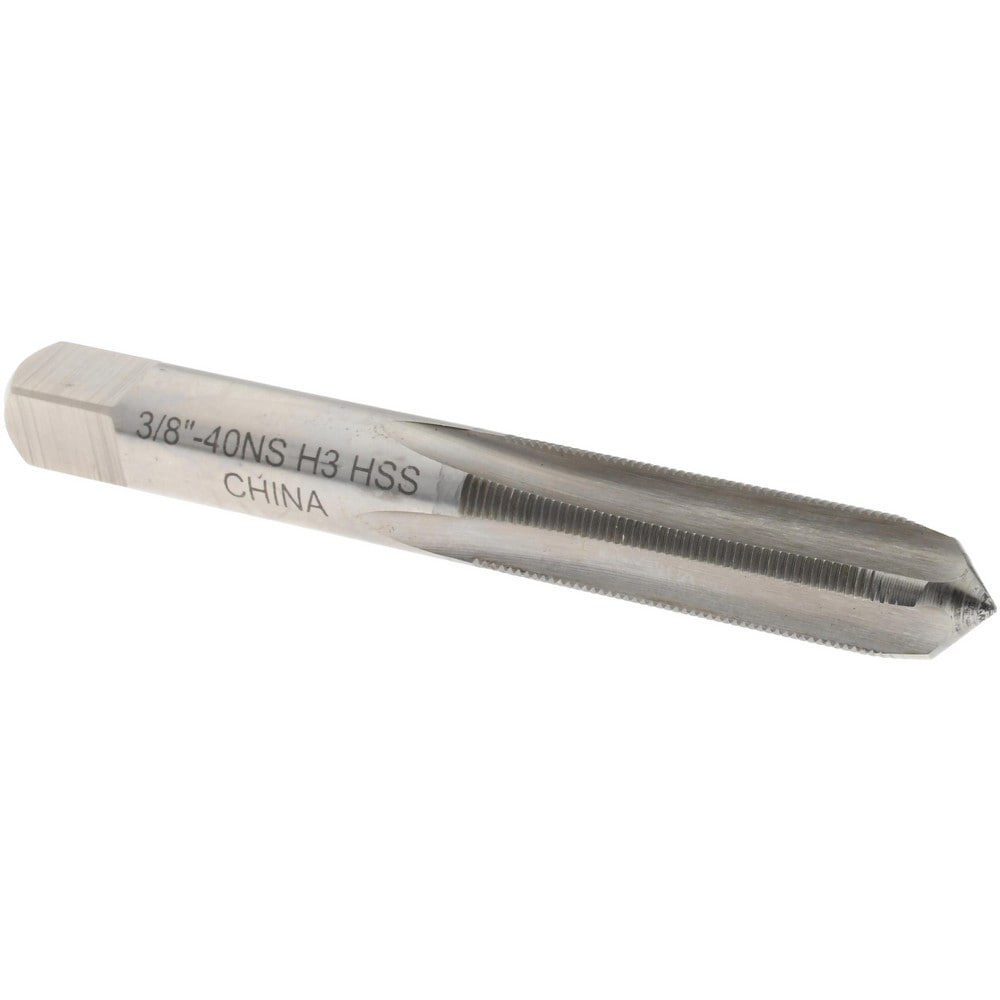 Straight Flute Tap: 3/8-40 UNS, 4 Flutes, Plug, High Speed Steel, Bright/Uncoated
