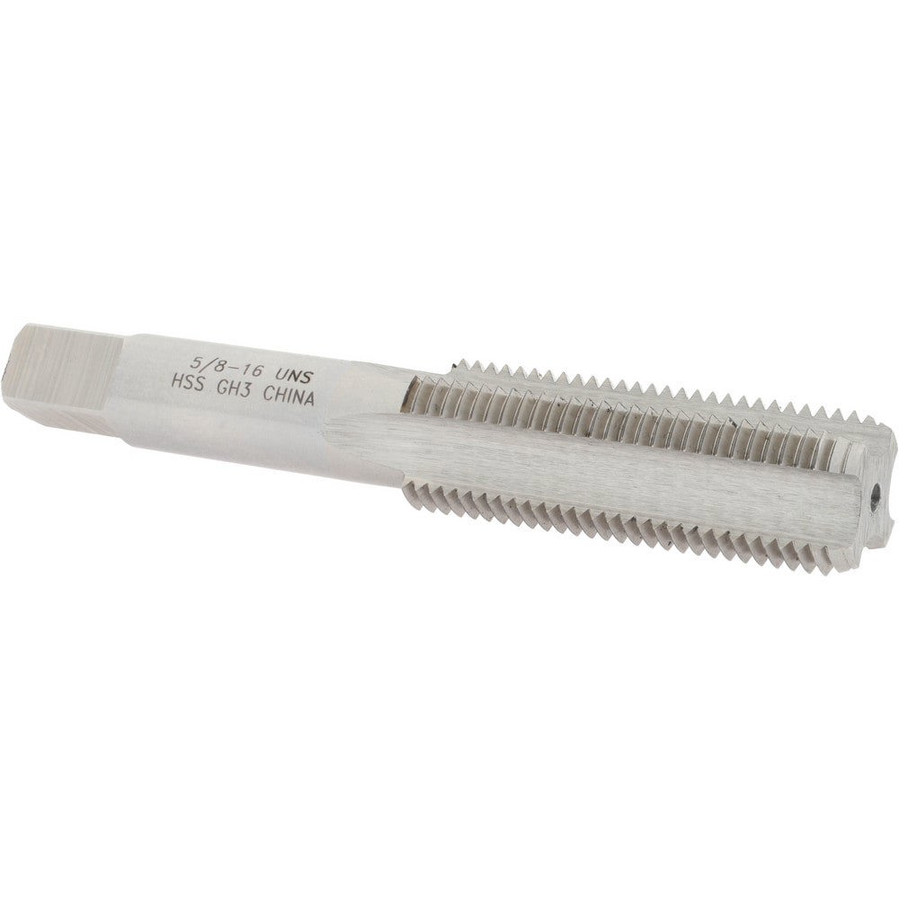 Straight Flute Tap: 5/8-16 UNS, 4 Flutes, Bottoming, 3B Class of Fit, High Speed Steel, Bright/Uncoated
