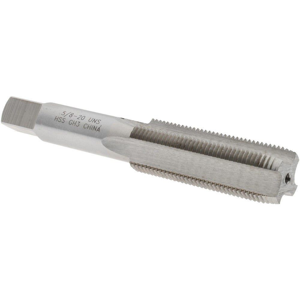 Straight Flute Tap: 5/8-20 UNS, 4 Flutes, Plug, 3B Class of Fit, High Speed Steel, Bright/Uncoated