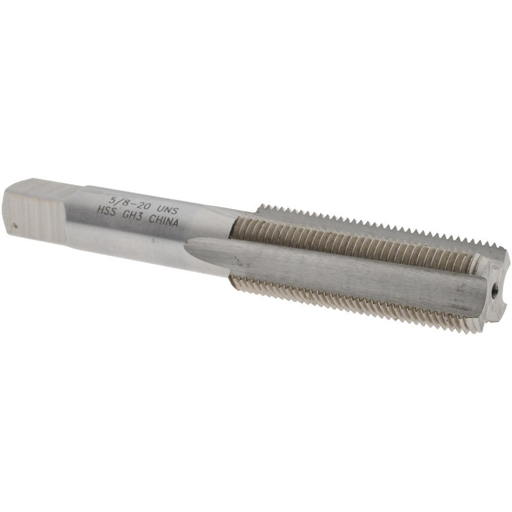 Straight Flute Tap: 5/8-20 UNS, 4 Flutes, Bottoming, 3B Class of Fit, High Speed Steel, Bright/Uncoated